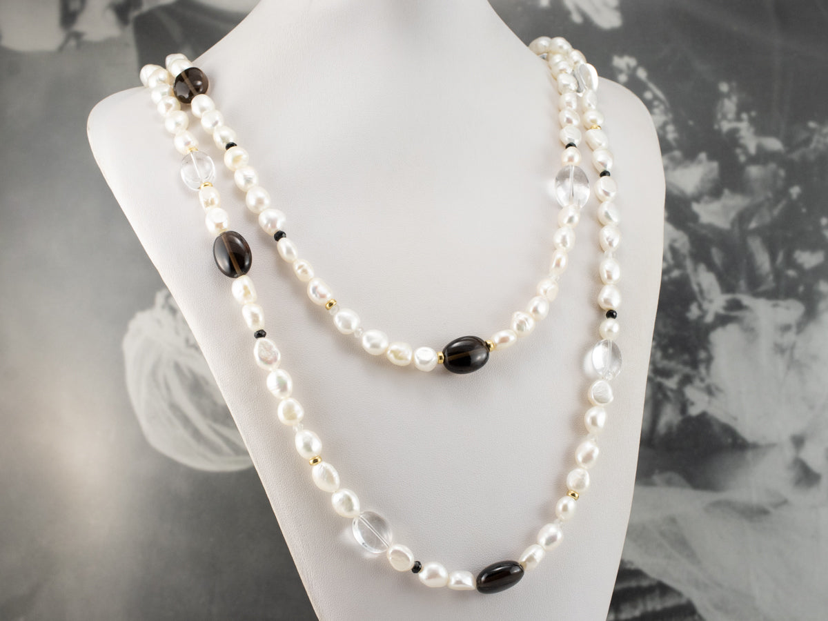 David Yurman Multi Gemstone Beaded Pearl Necklace