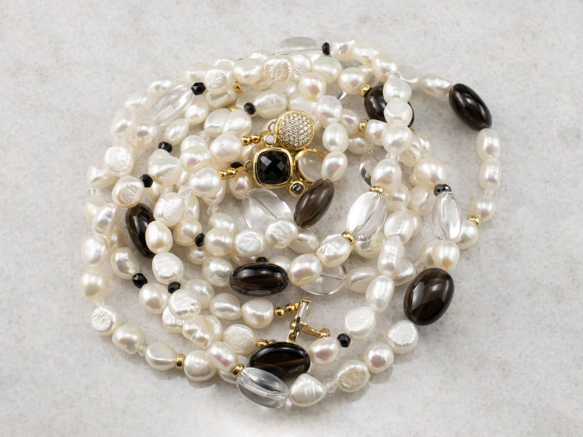 David Yurman Multi Gemstone Beaded Pearl Necklace