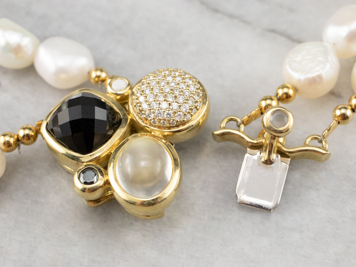 David Yurman Multi Gemstone Beaded Pearl Necklace