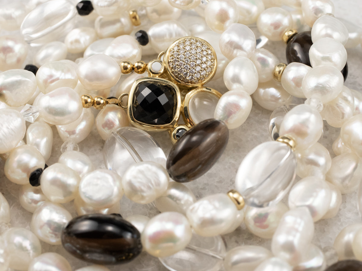 David Yurman Multi Gemstone Beaded Pearl Necklace