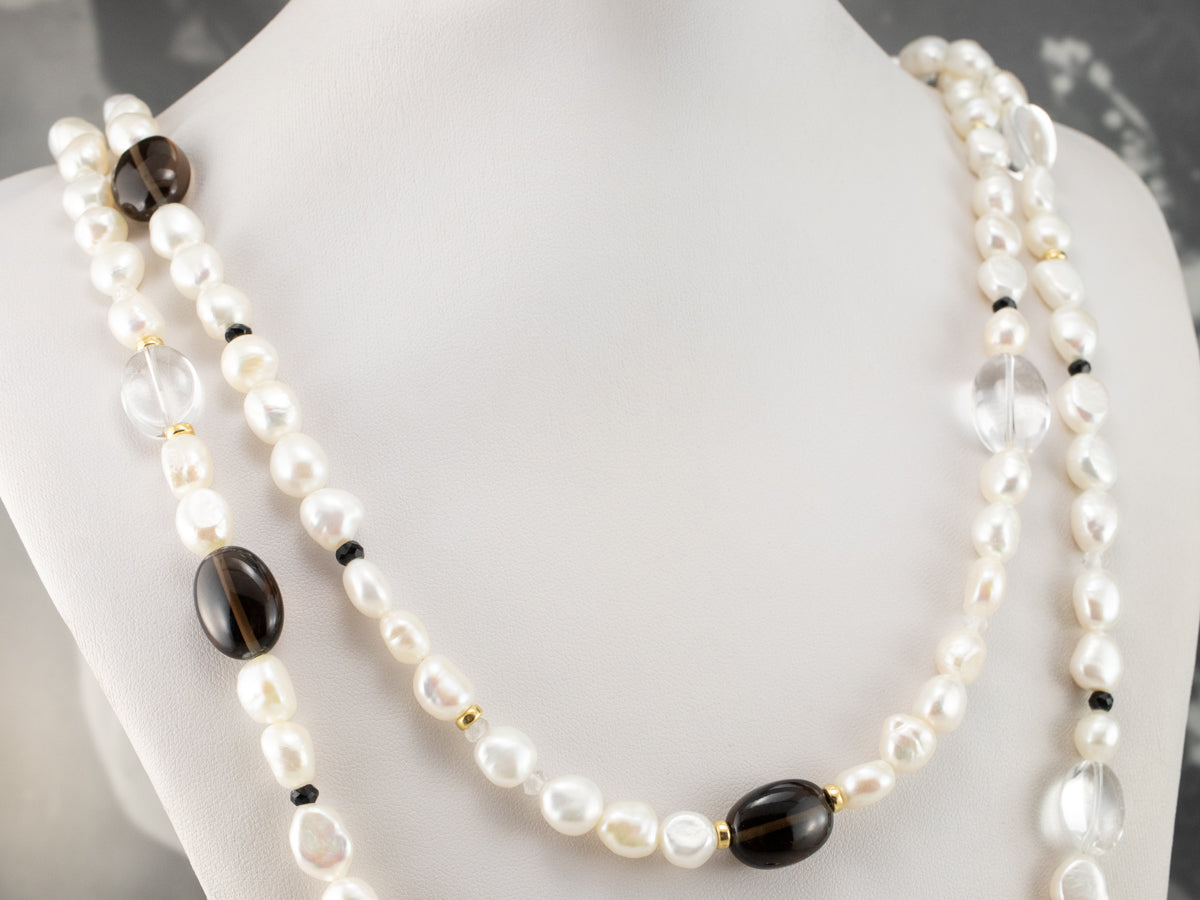 David Yurman Multi Gemstone Beaded Pearl Necklace