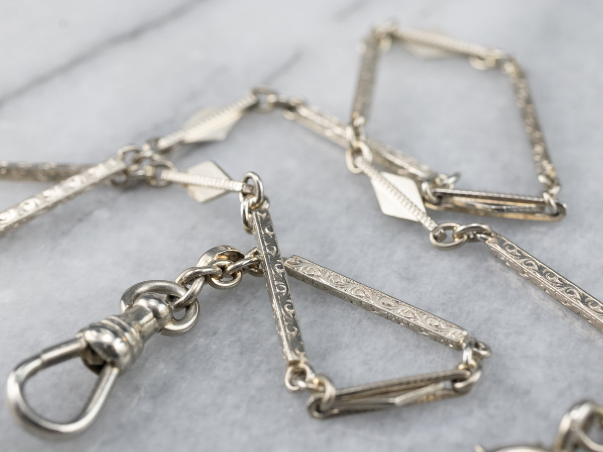 Vintage White Gold Pocket Watch Chain