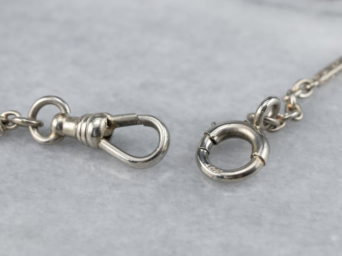 Vintage White Gold Pocket Watch Chain