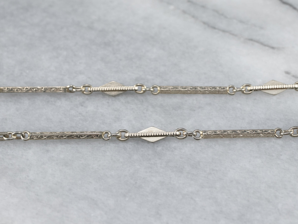Vintage White Gold Pocket Watch Chain