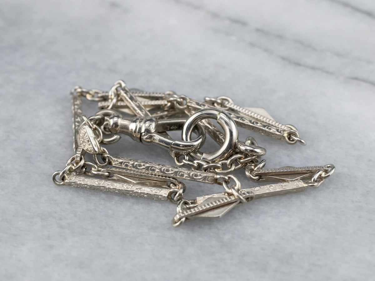 Vintage White Gold Pocket Watch Chain