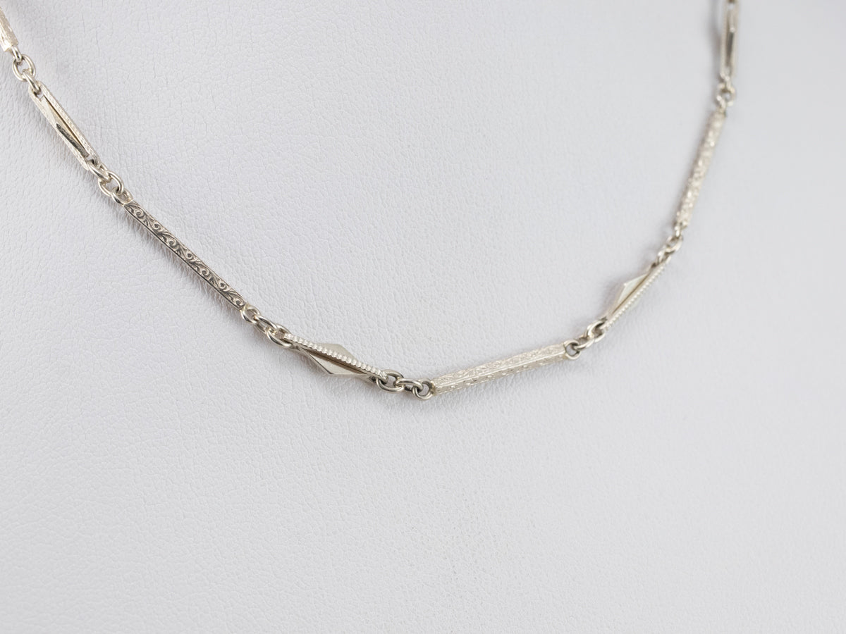 Vintage White Gold Pocket Watch Chain