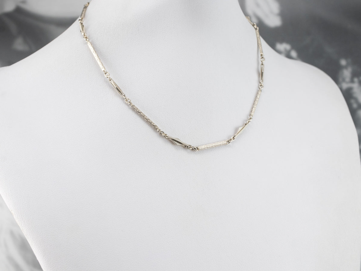 Vintage White Gold Pocket Watch Chain