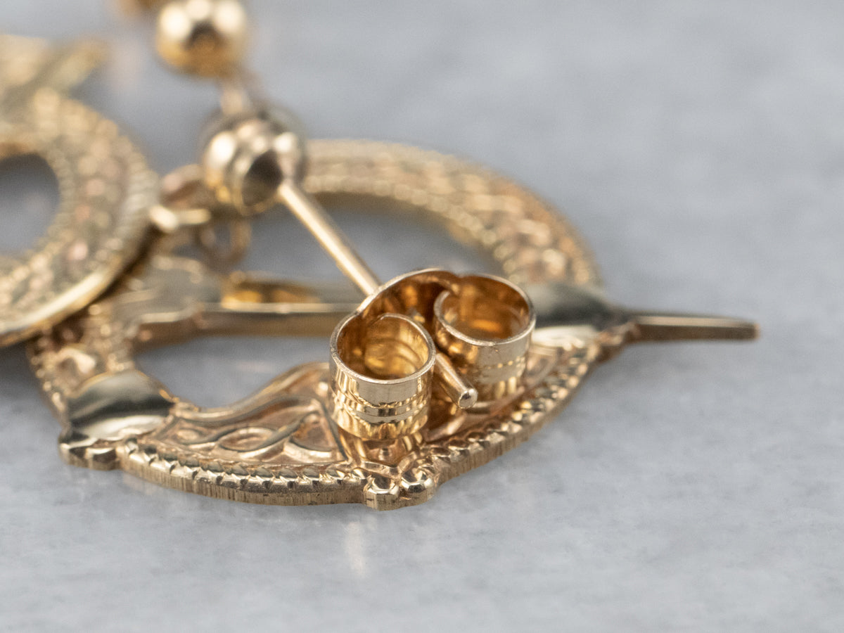 Celtic Tara Symbol Gold Drop Earrings
