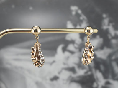 Vintage Cascading Diamond Gold Drop Earrings