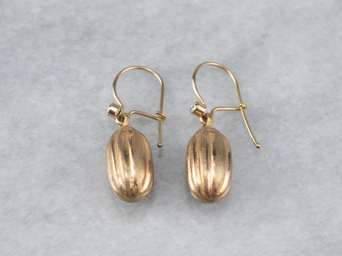 Diamond 22K Gold Bauble Drop Earrings