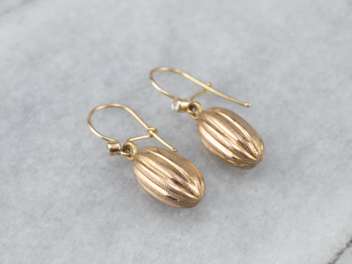 Diamond 22K Gold Bauble Drop Earrings