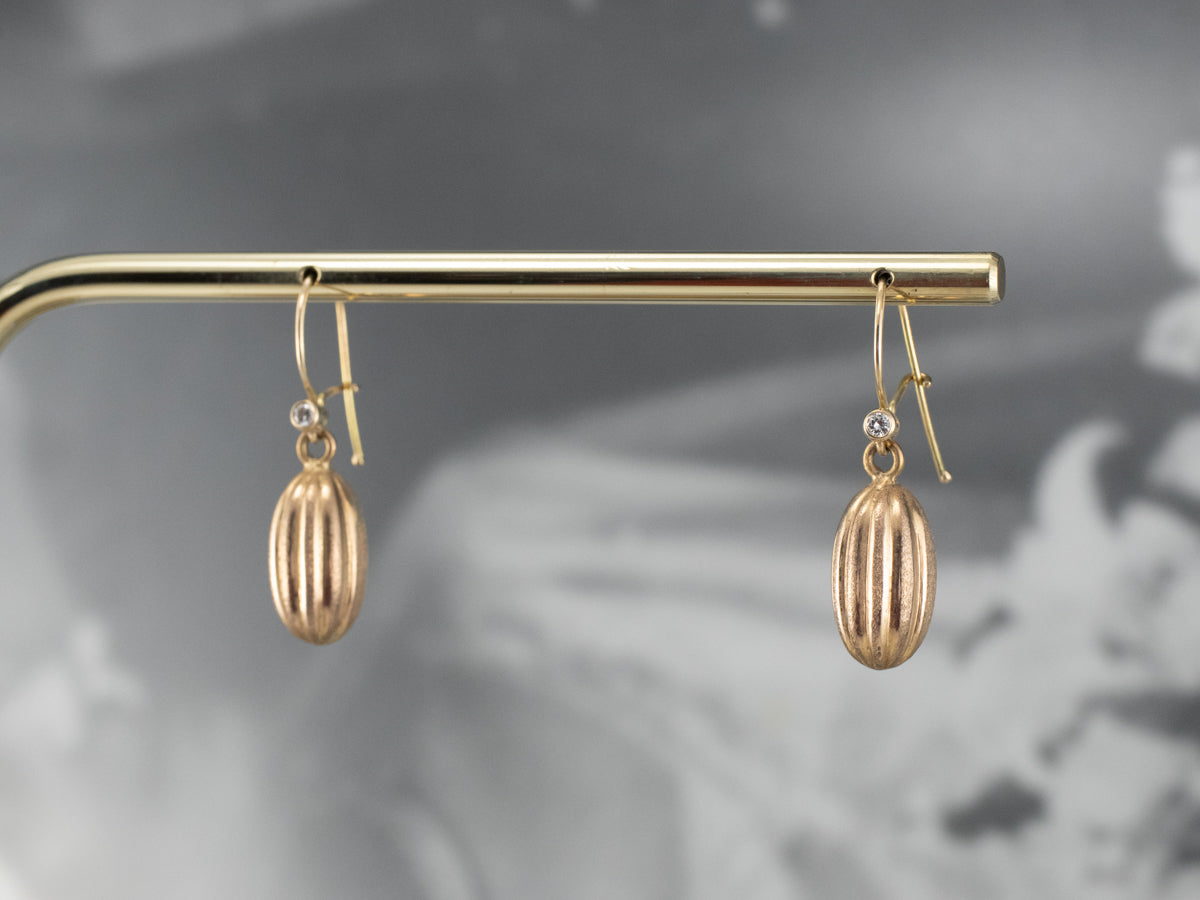Diamond 22K Gold Bauble Drop Earrings