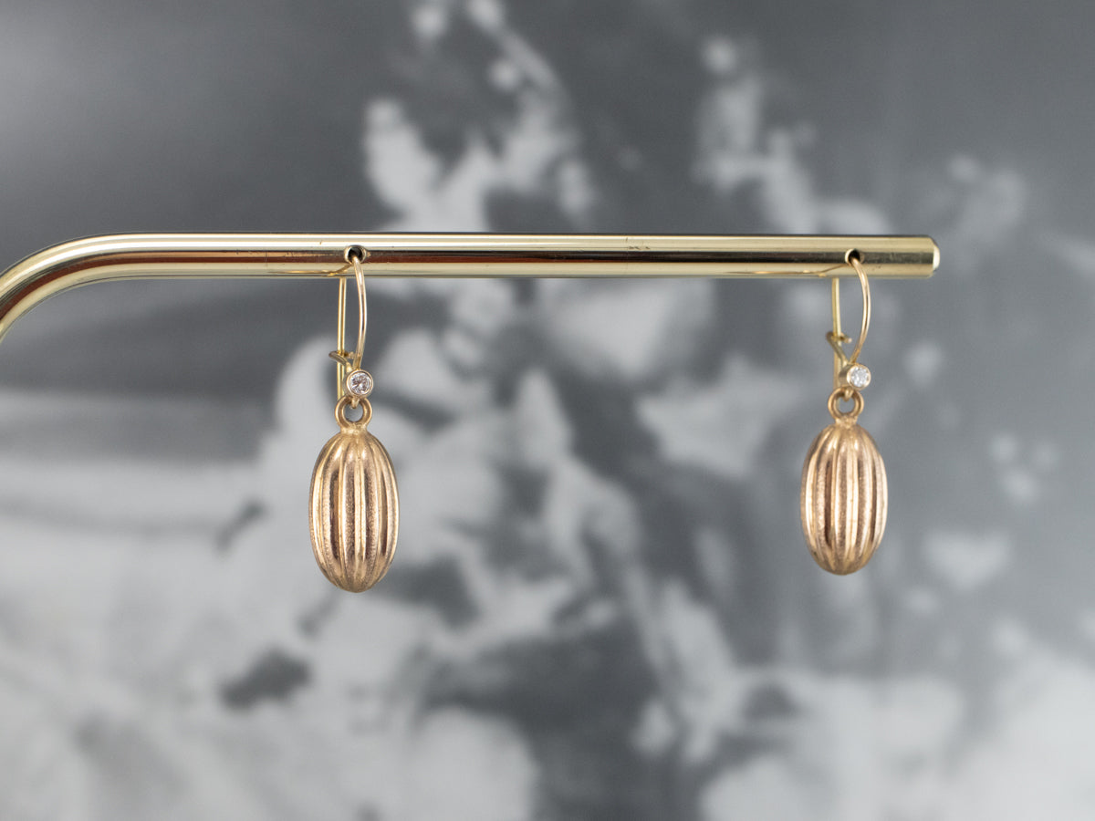 Diamond 22K Gold Bauble Drop Earrings