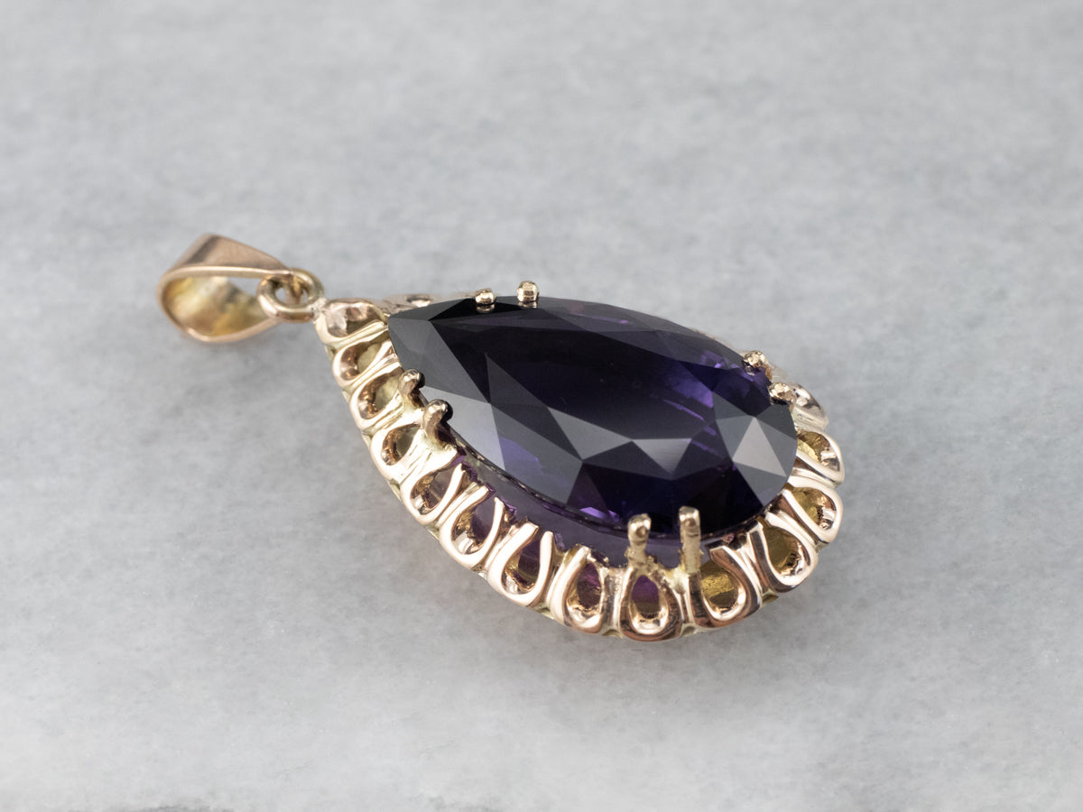 Large Amethyst and Gold Pendant