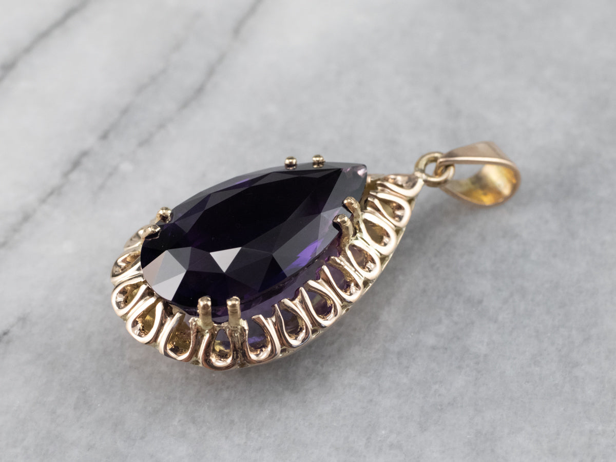 Large Amethyst and Gold Pendant