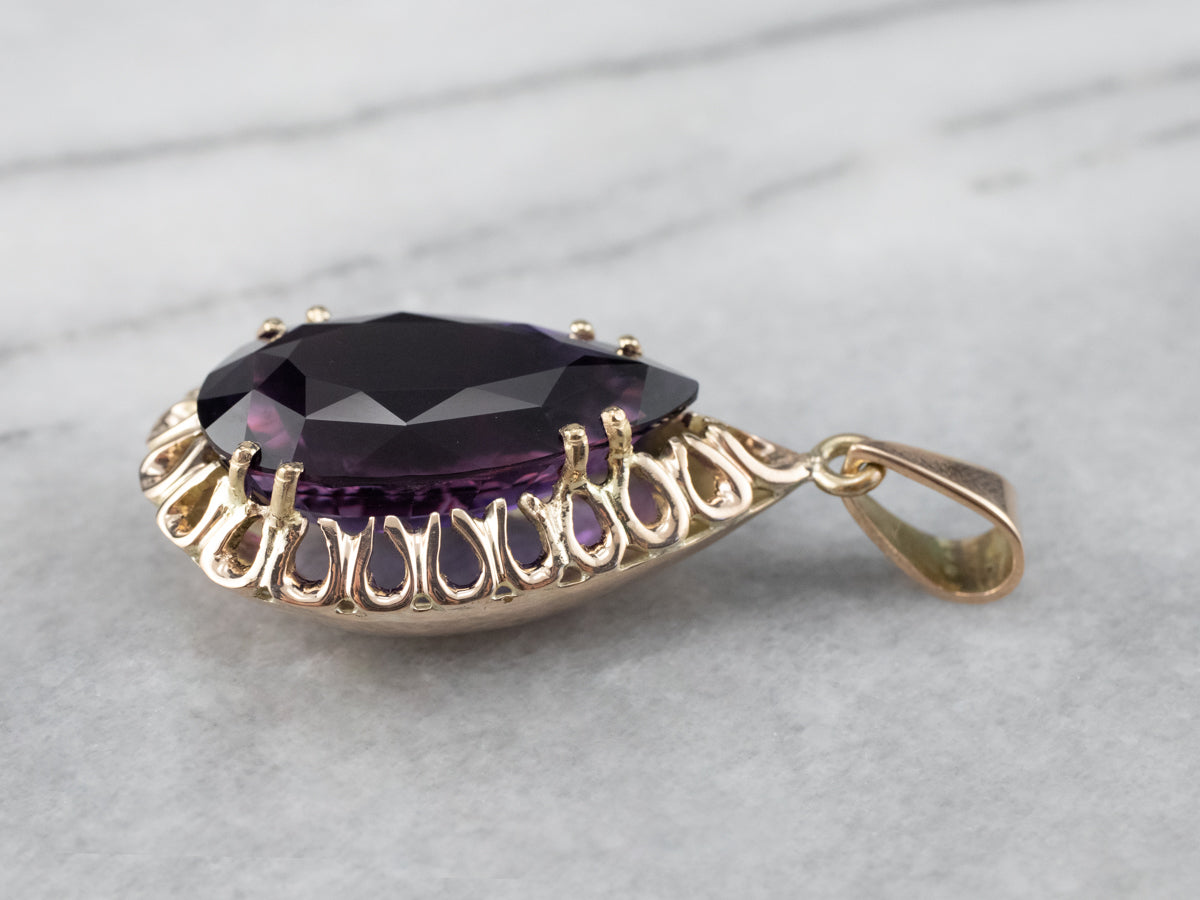 Large Amethyst and Gold Pendant