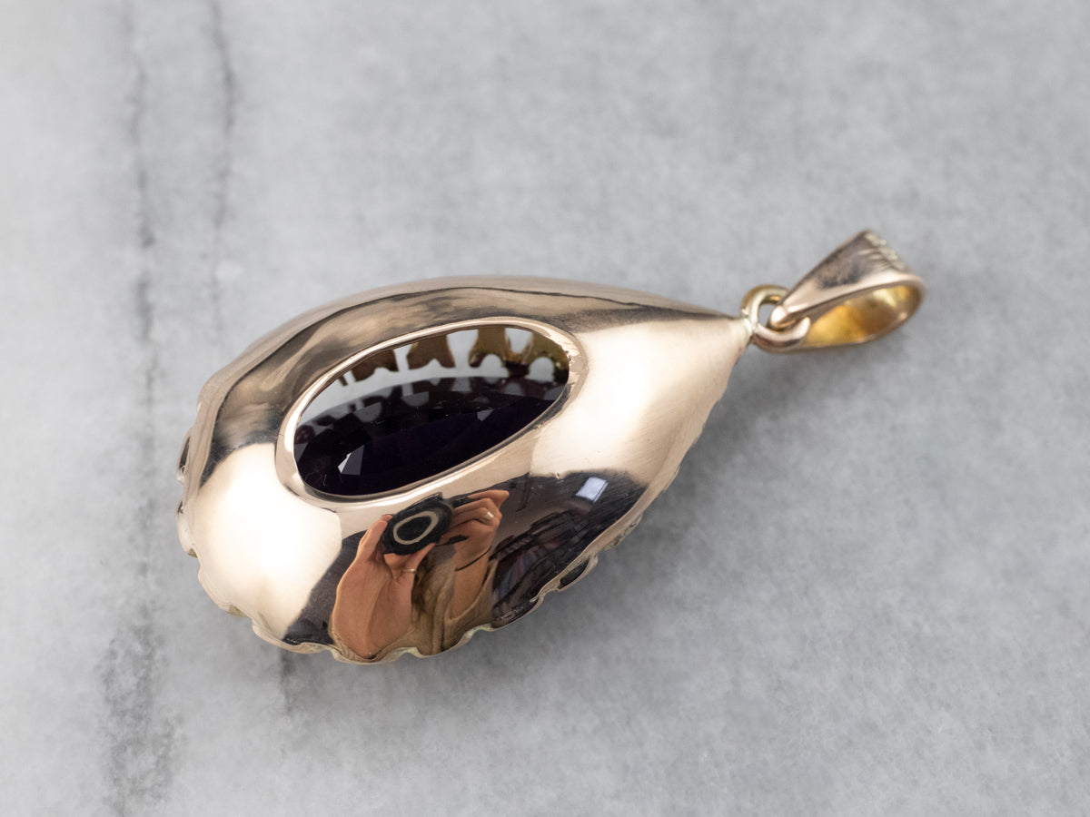 Large Amethyst and Gold Pendant