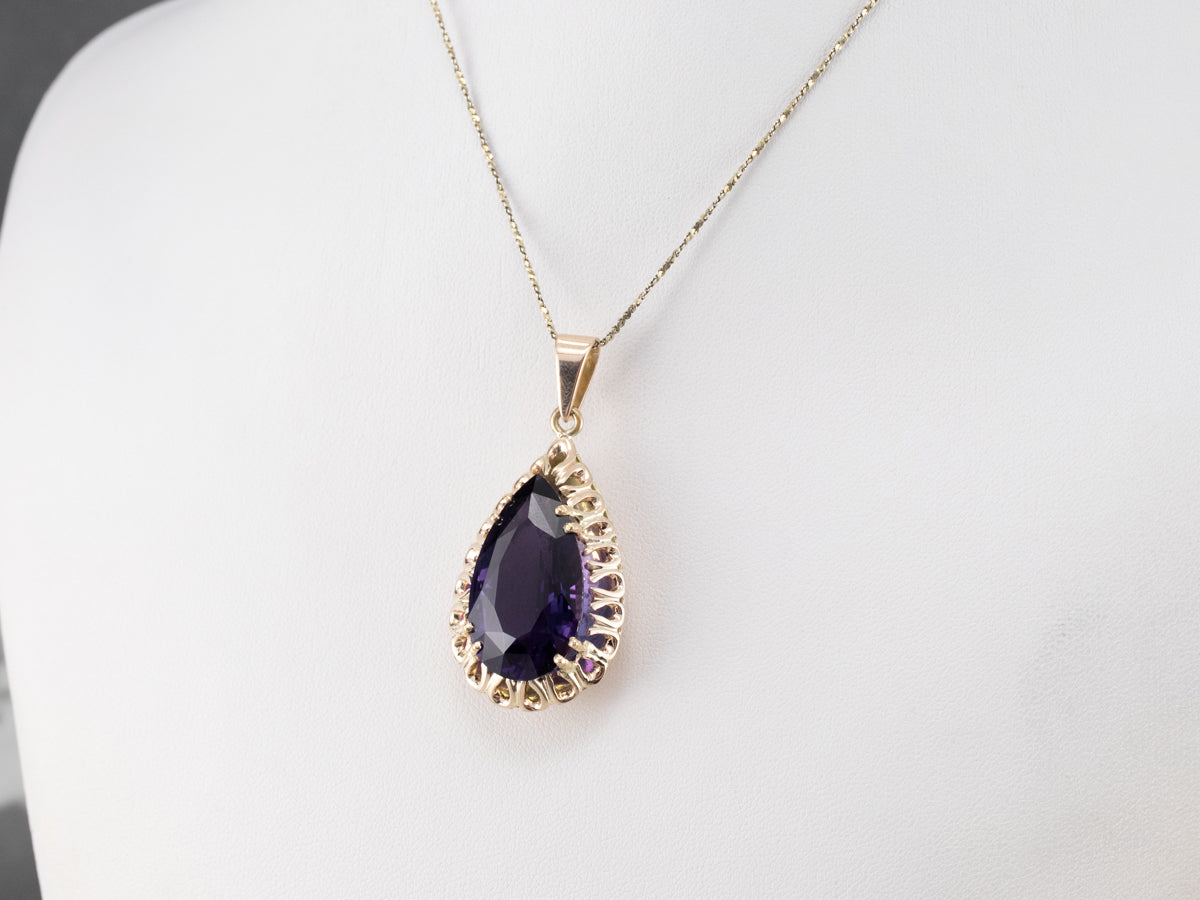 Large Amethyst and Gold Pendant