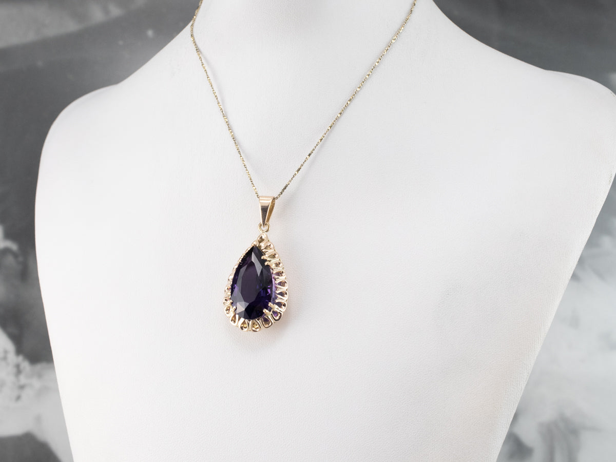 Large Amethyst and Gold Pendant