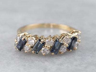 Baguette Sapphire and Diamond Band