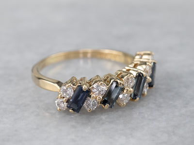 Baguette Sapphire and Diamond Band
