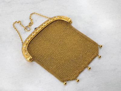 Antique Mesh Gold Synthetic Sapphire and Diamond Purse