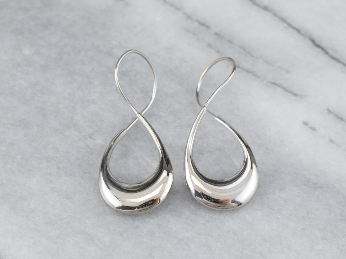 Modernist Twisted White Gold Hoop Earrings