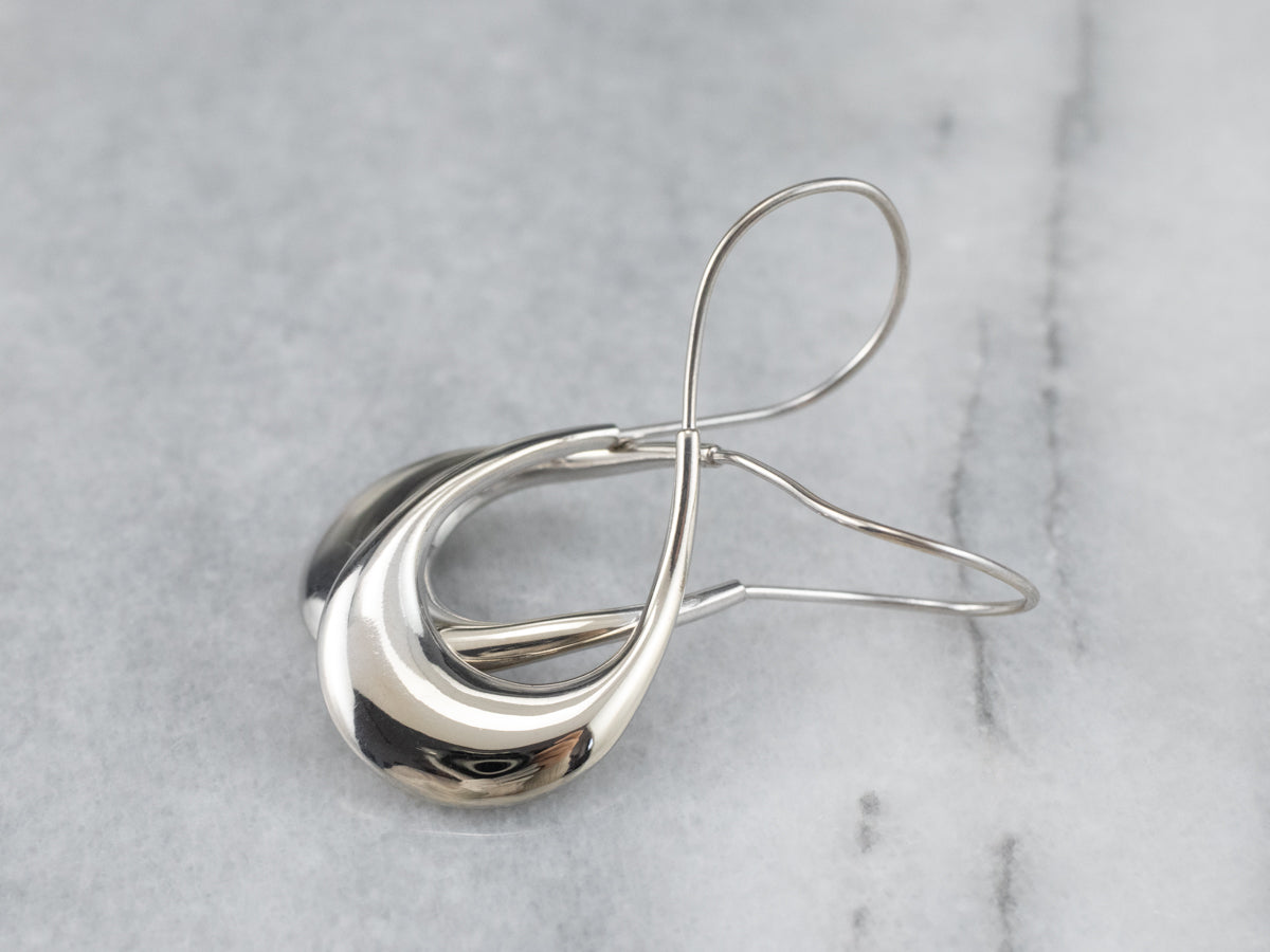 Modernist Twisted White Gold Hoop Earrings