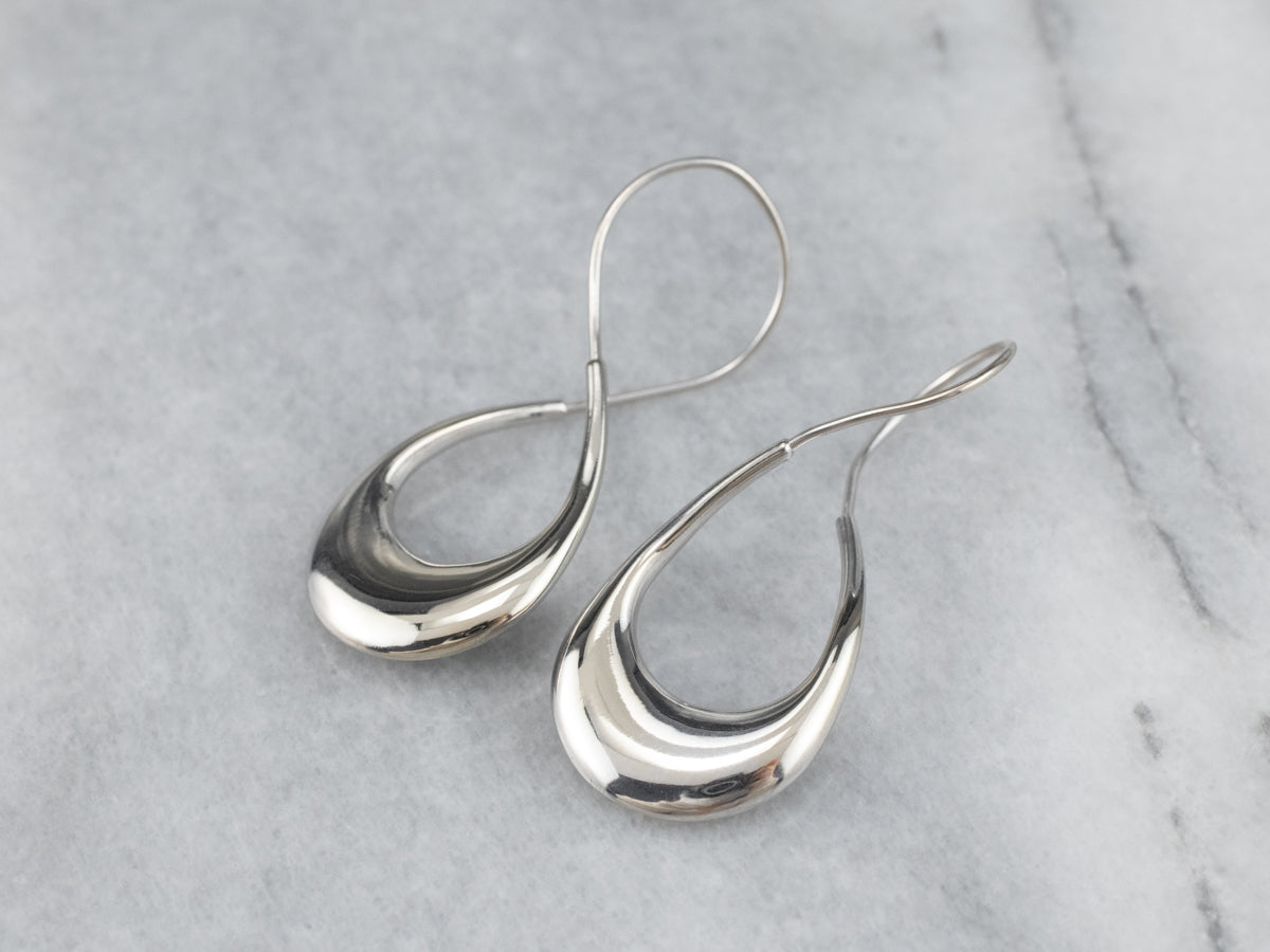 Modernist Twisted White Gold Hoop Earrings