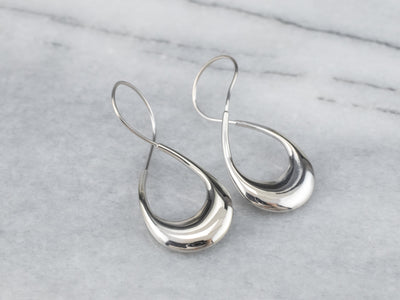 Modernist Twisted White Gold Hoop Earrings