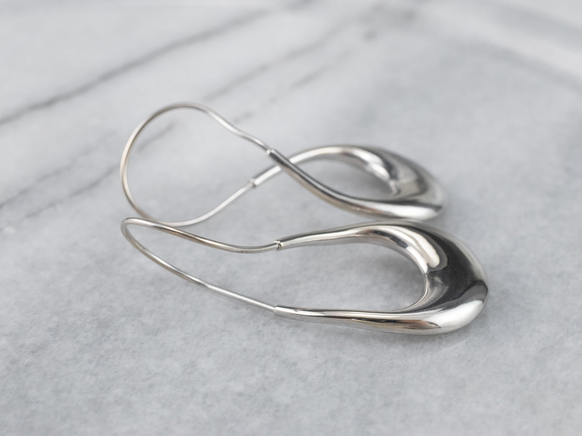 Modernist Twisted White Gold Hoop Earrings