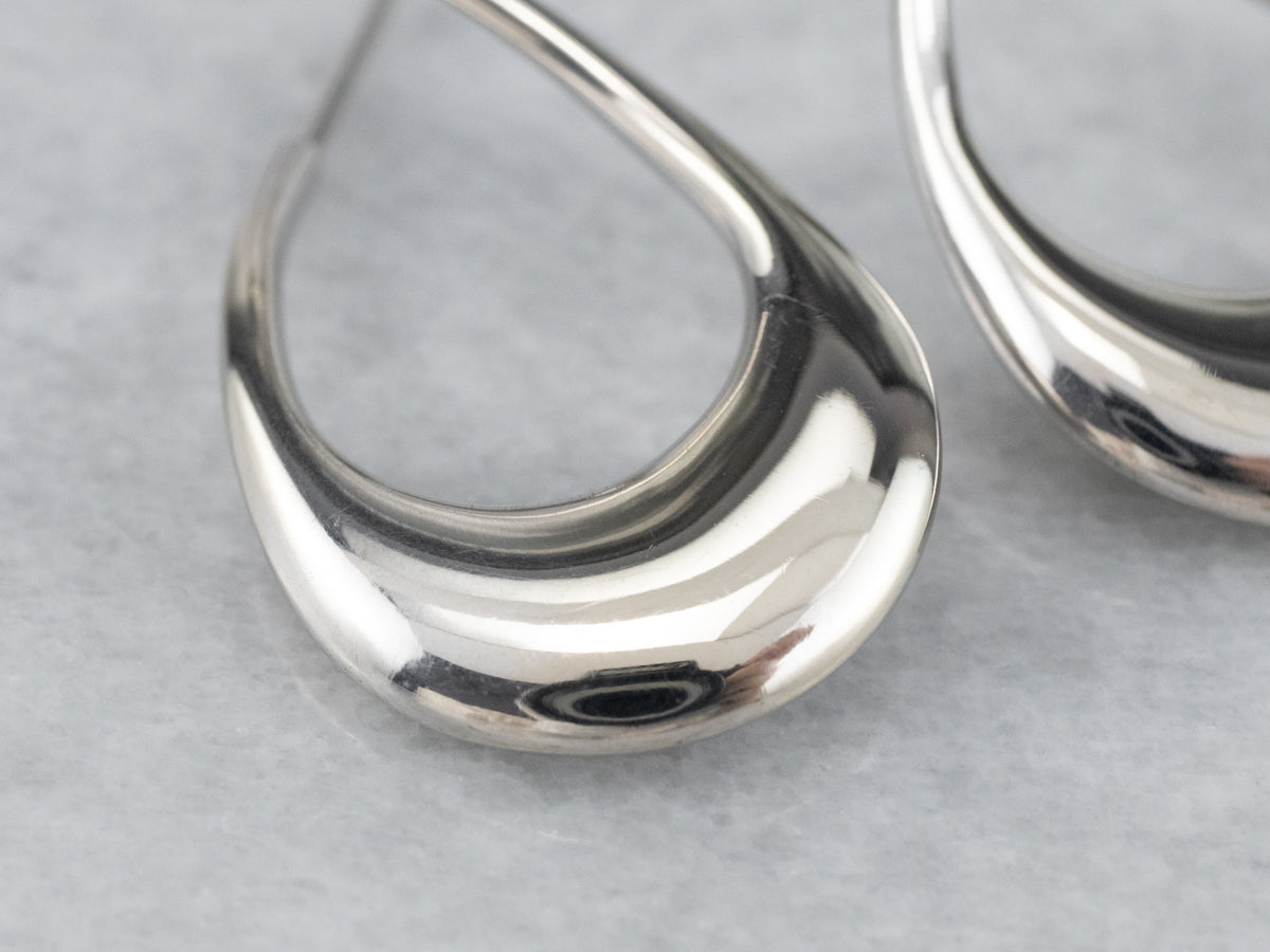 Modernist Twisted White Gold Hoop Earrings