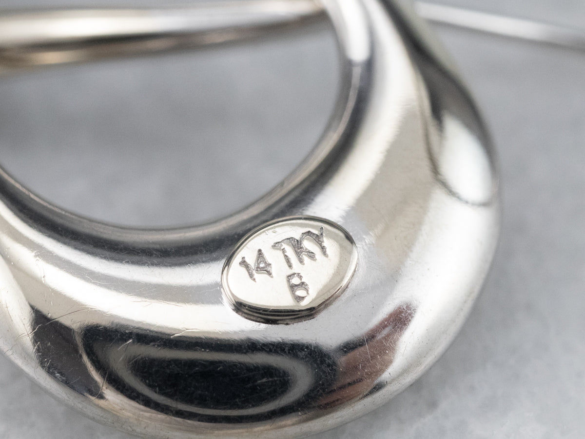 Modernist Twisted White Gold Hoop Earrings