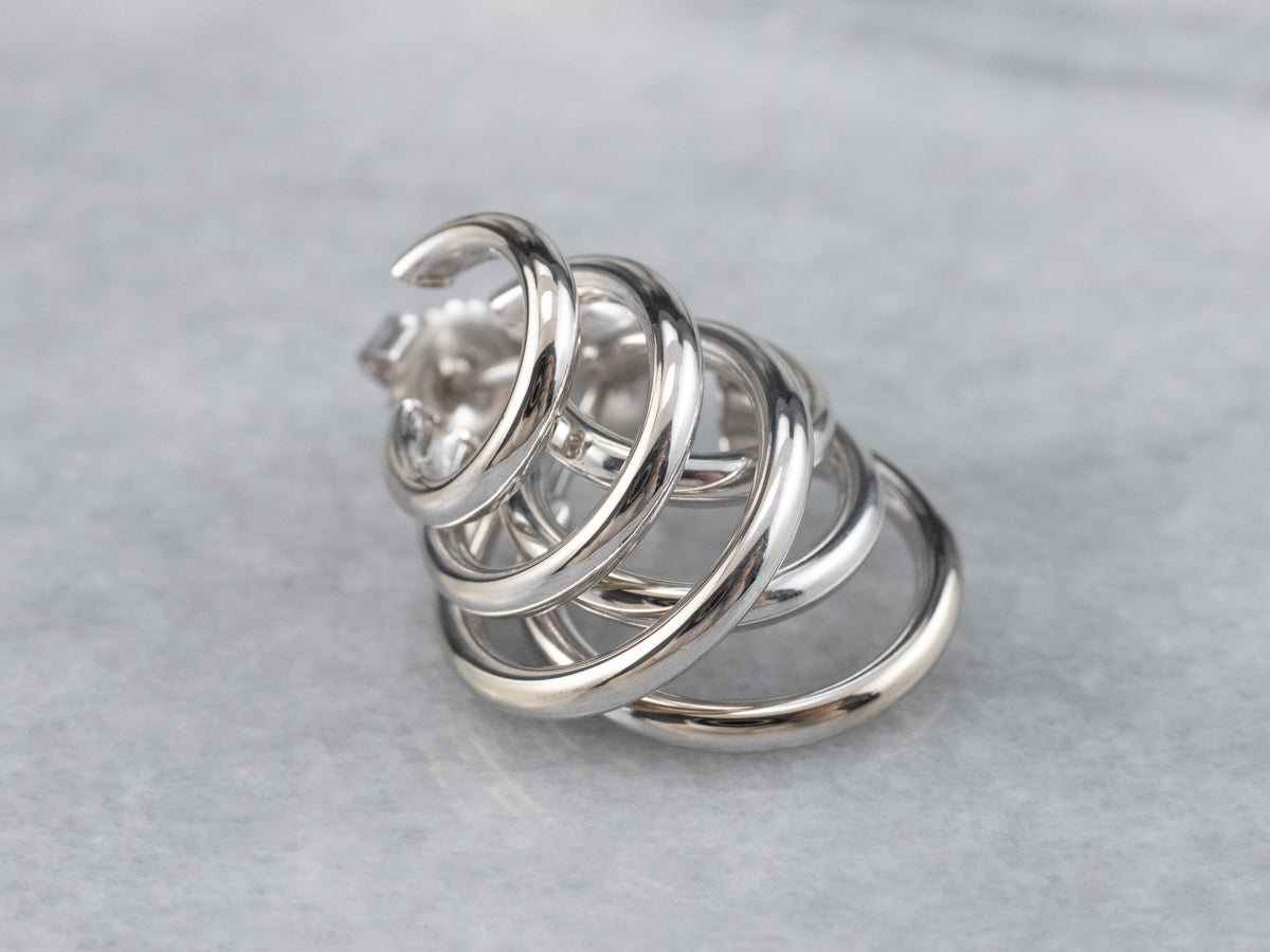 White Gold Triple Hoop Earrings