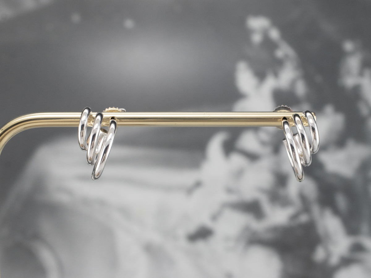 White Gold Triple Hoop Earrings