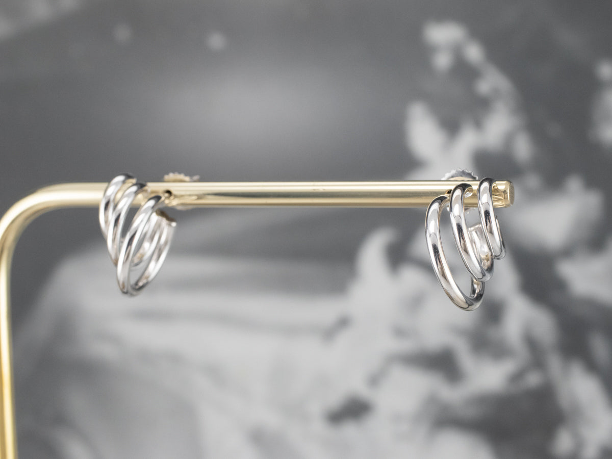 White Gold Triple Hoop Earrings