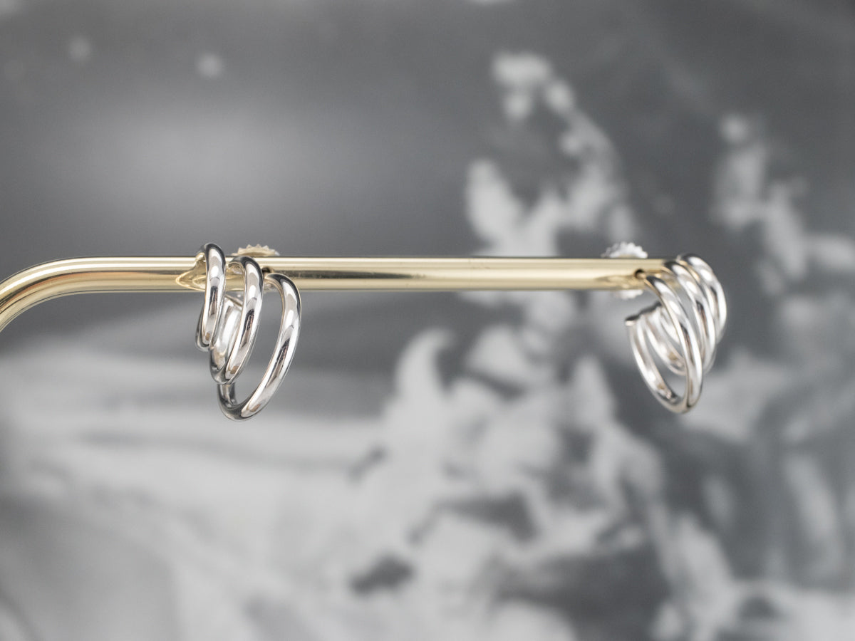 White Gold Triple Hoop Earrings