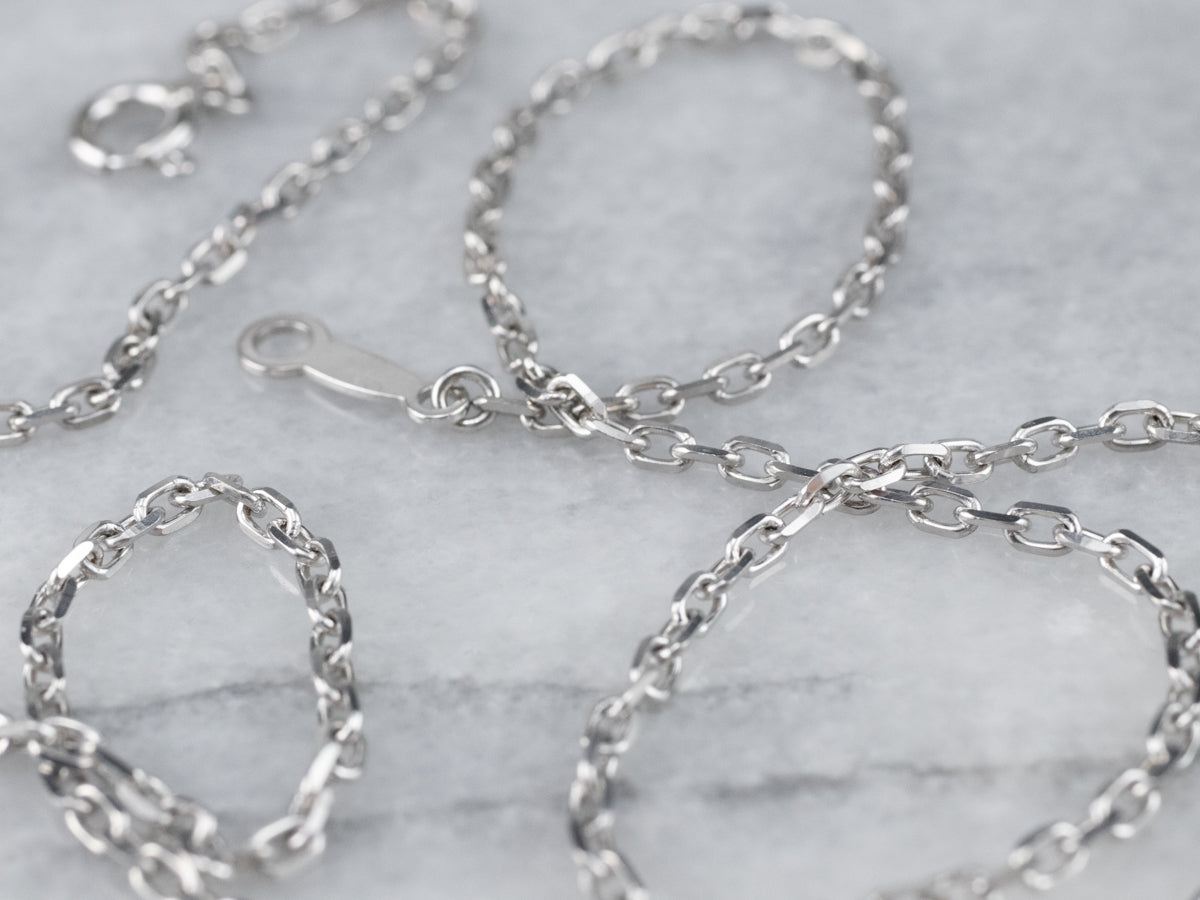 18K White Gold Cable Chain
