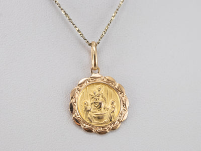Gold Our Lady of the Holy Rosary Pendant