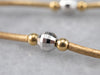 Two Tone Gold Beaded and Tube Link Necklace