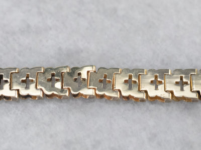 Victorian Revival Coral Repousse Gold Link Bracelet