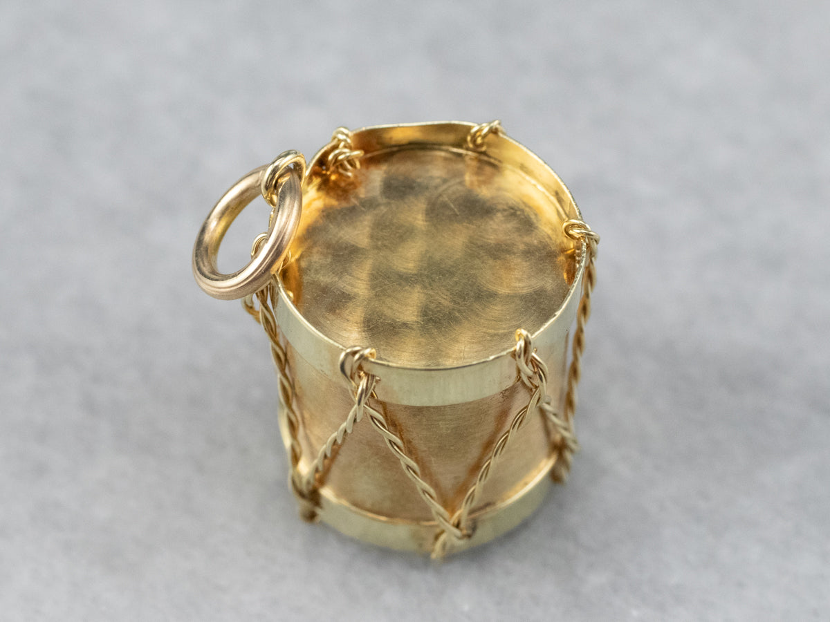Vintage Gold Drum Charm