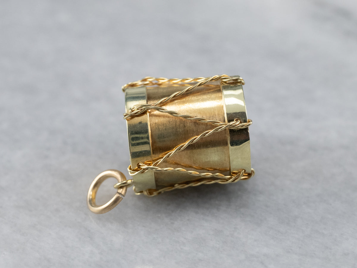 Vintage Gold Drum Charm