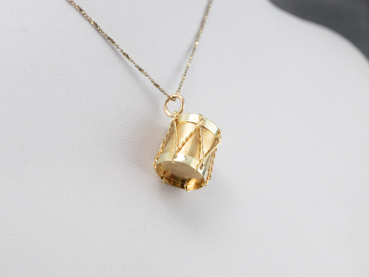 Vintage Gold Drum Charm