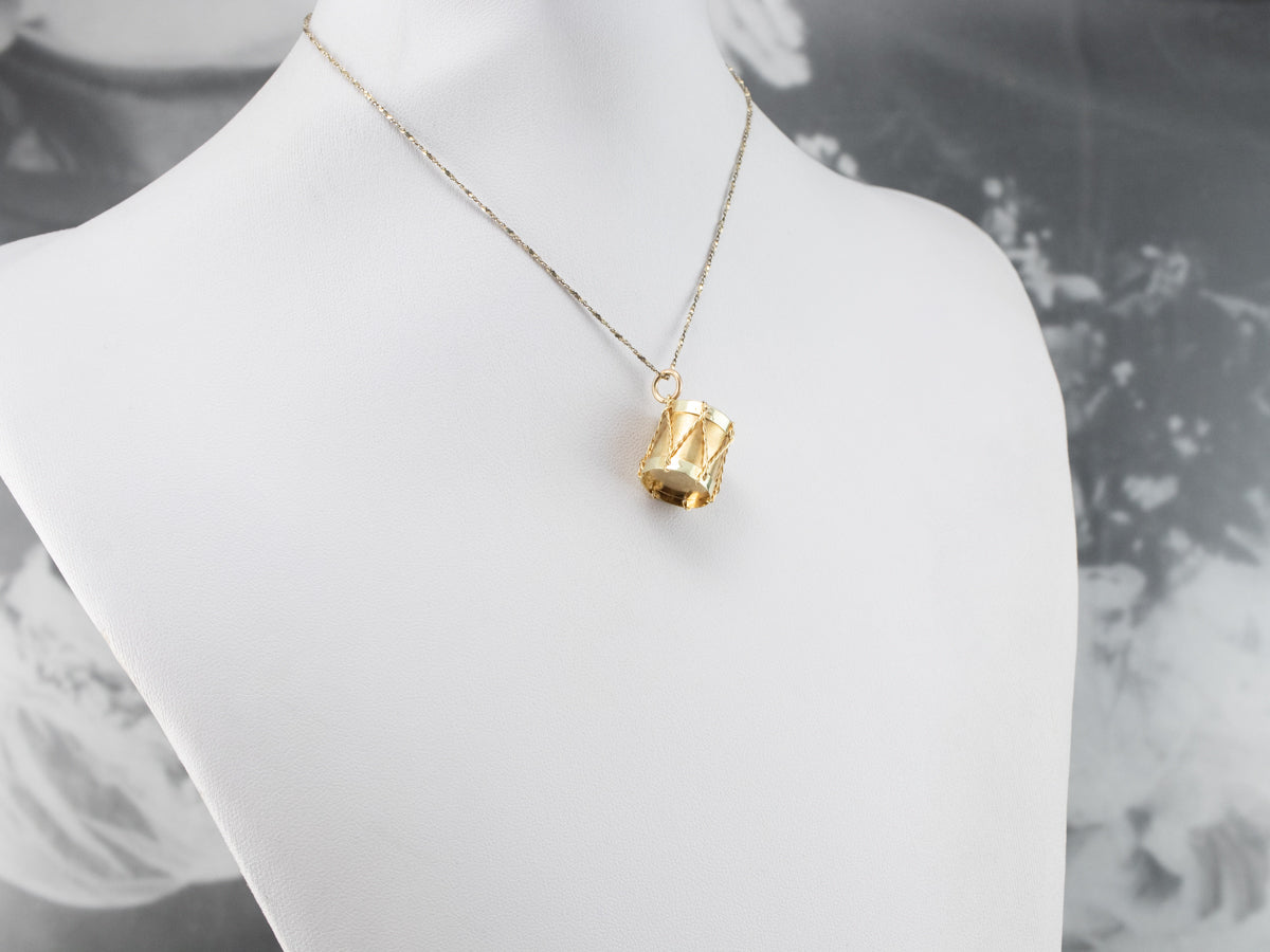 Vintage Gold Drum Charm