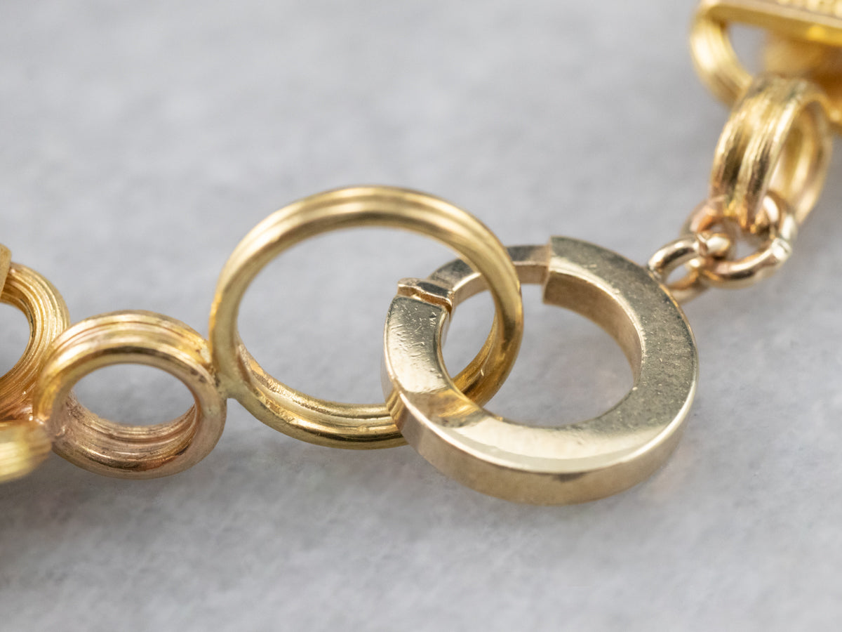 Decorative 18K Gold Bar Link Bracelet