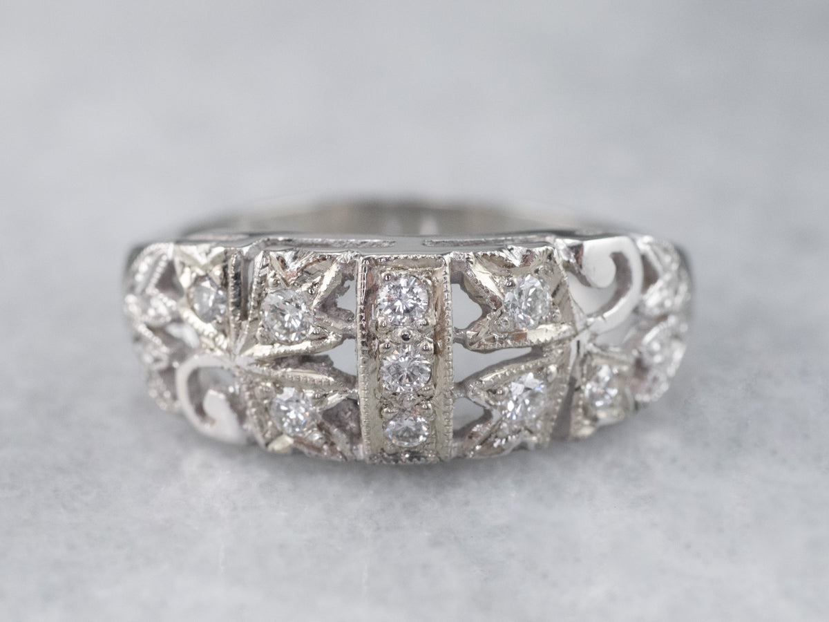 Retro Era Botanical Diamond Ring
