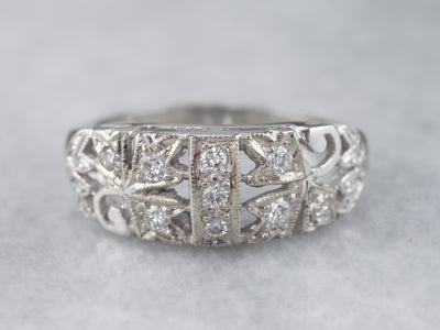 Retro Era Botanical Diamond Ring