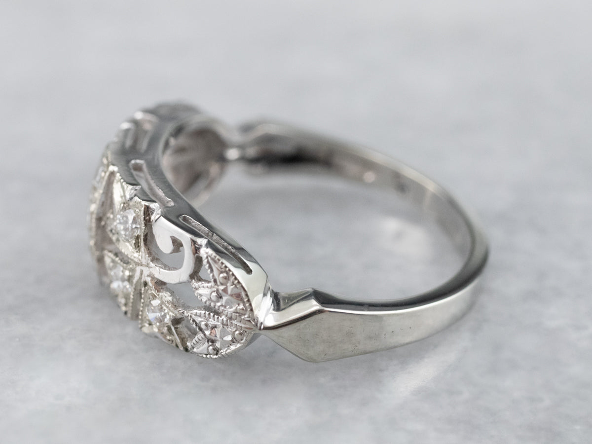 Retro Era Botanical Diamond Ring