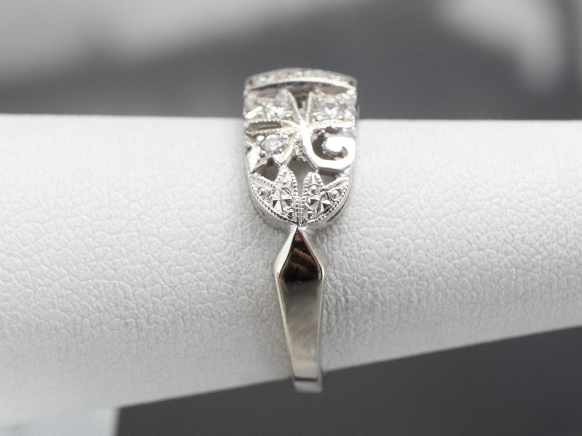 Retro Era Botanical Diamond Ring
